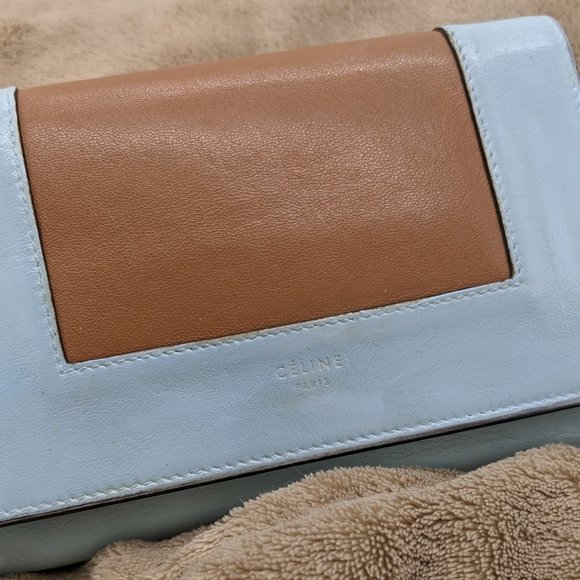 CELINE Leather Frame Bi-Color Wallet - Picture 1 of 14
